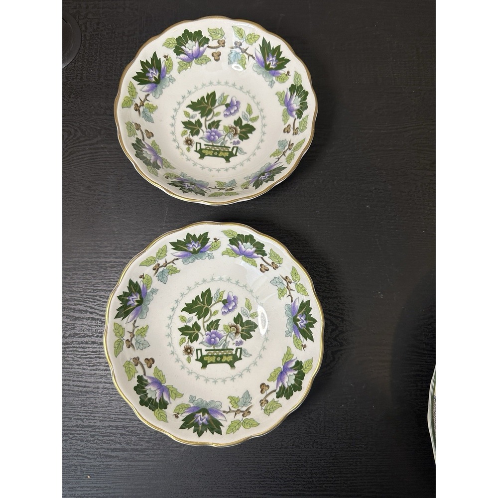 BOOTHS JADE LOTUS 6 3/8" Cereal Bowl Pair Excellent Condition England